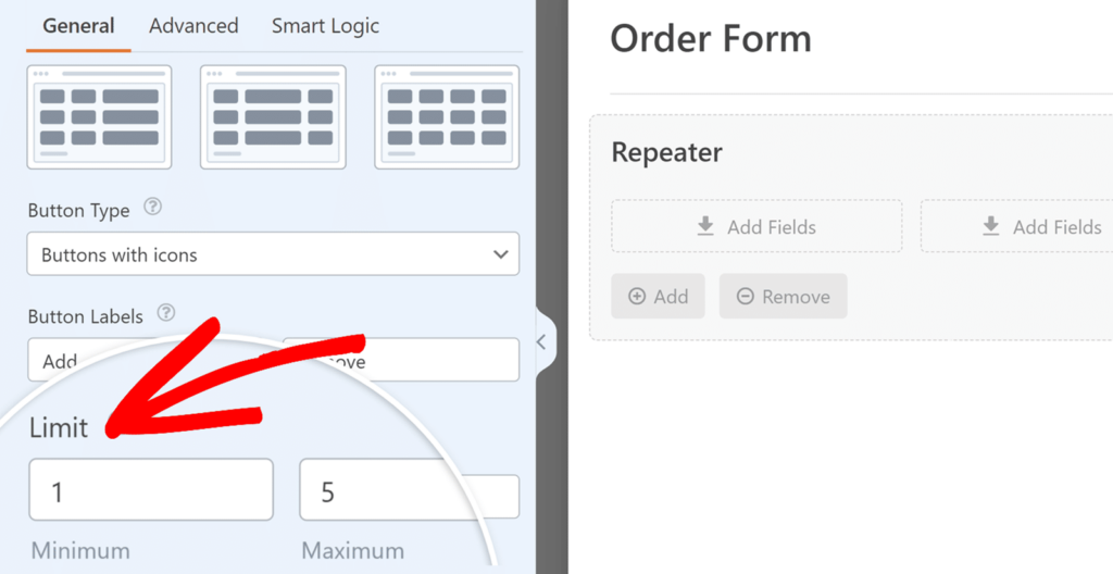 limit entries repeater field