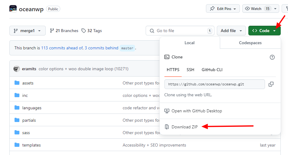 Repositori GitHub pengembang OceanWP 4