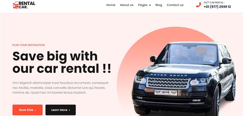 Скриншот бесплатной темы wp Bosa Rental Car.