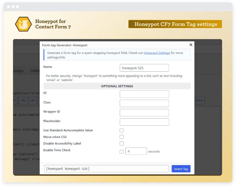 لقطة شاشة للوحة التحكم من البرنامج المساعد Honeypot لمكافحة البريد العشوائي