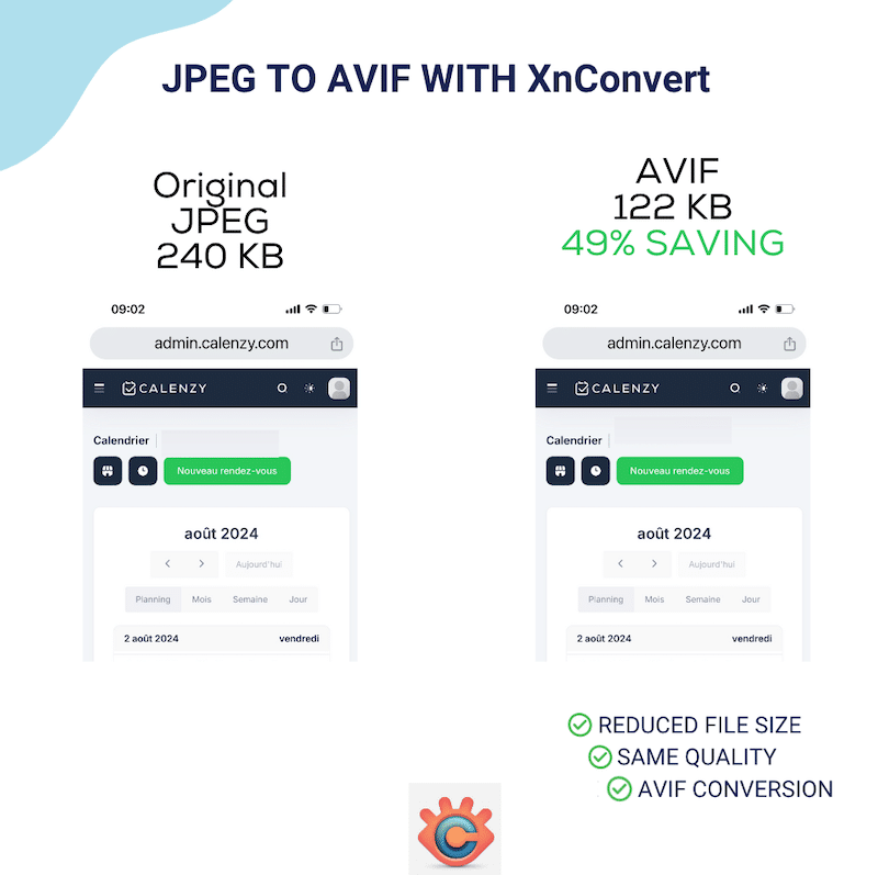 تم توفير 49% بفضل تحويل AVIF - المصدر: XnConvert 