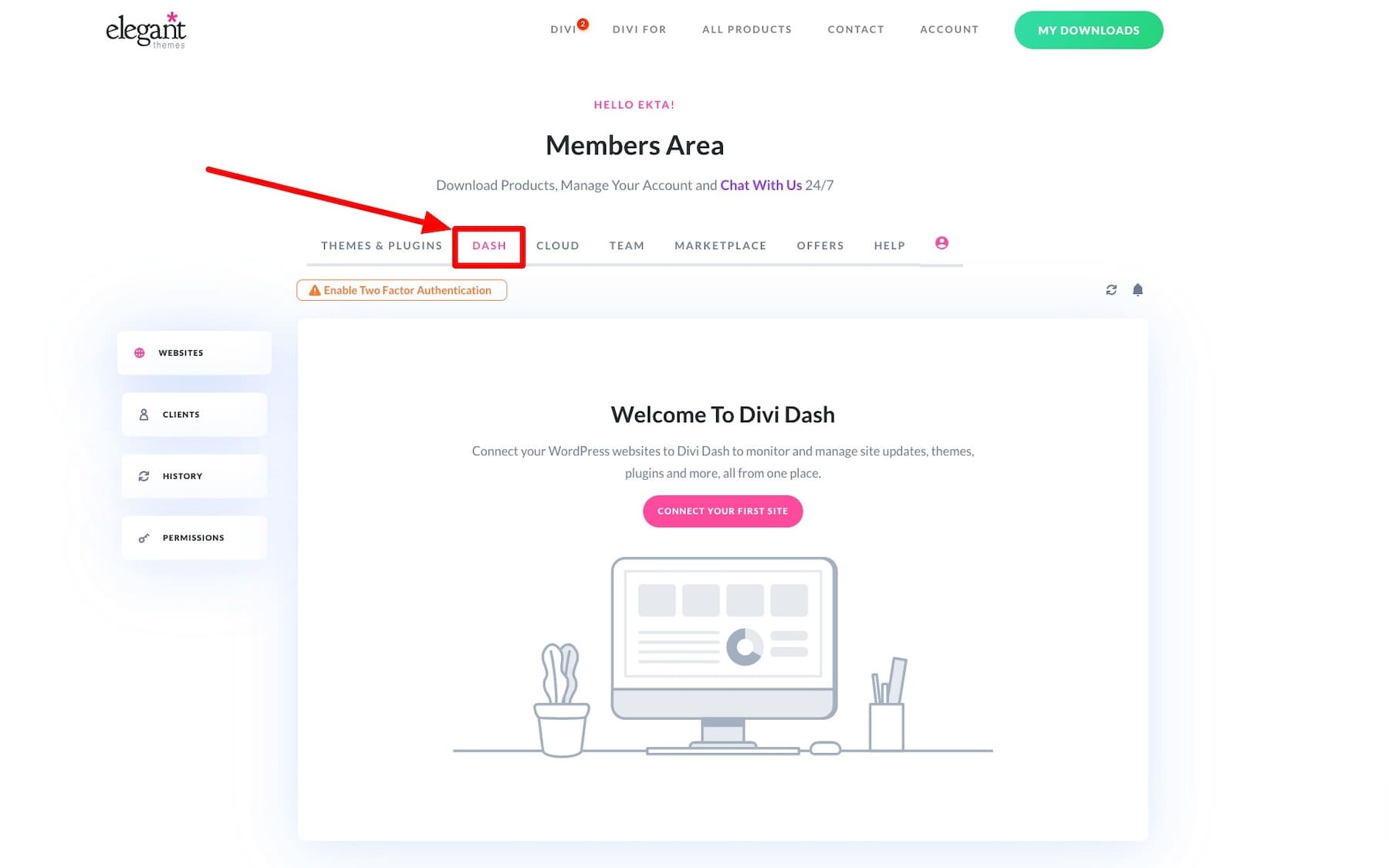 在您優雅的主題會員區造訪 Divi dash