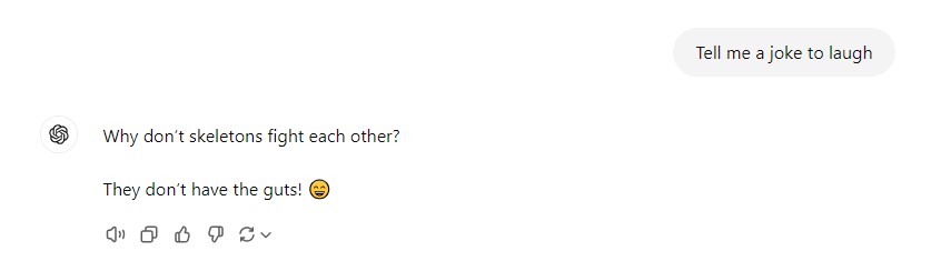 ChatGPT solicita respuesta para "Cuéntame un chiste"