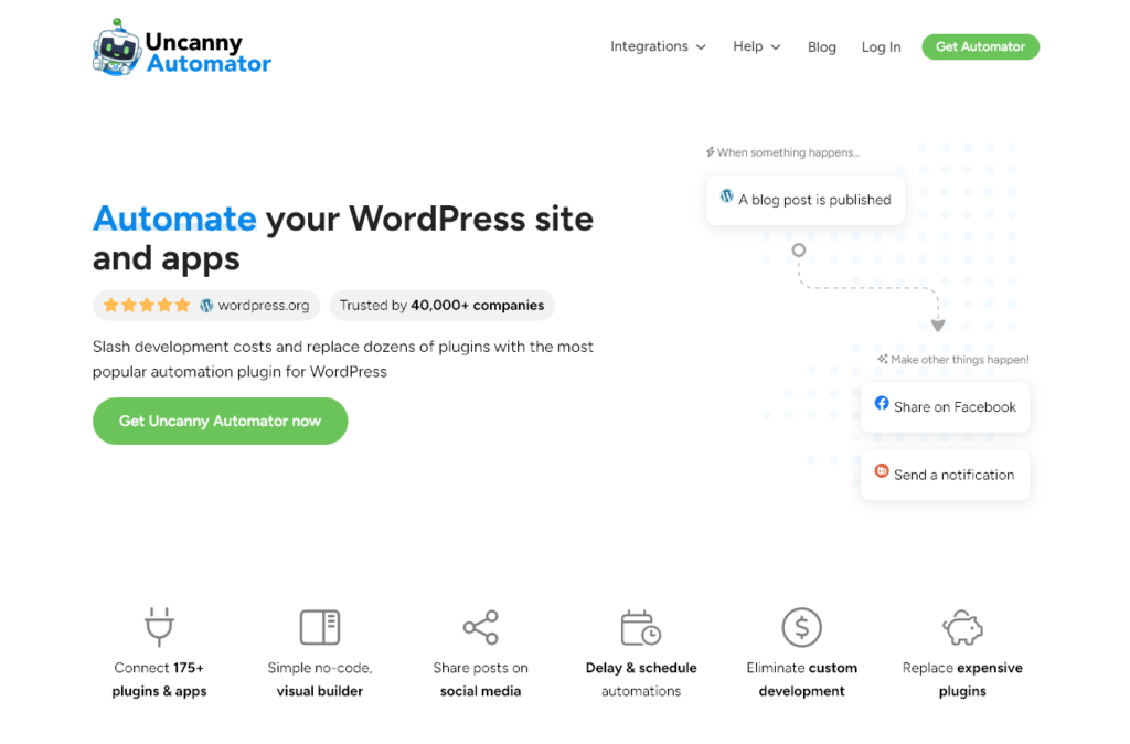 Complemento Uncanny Automator AI para WordPress (captura de pantalla)