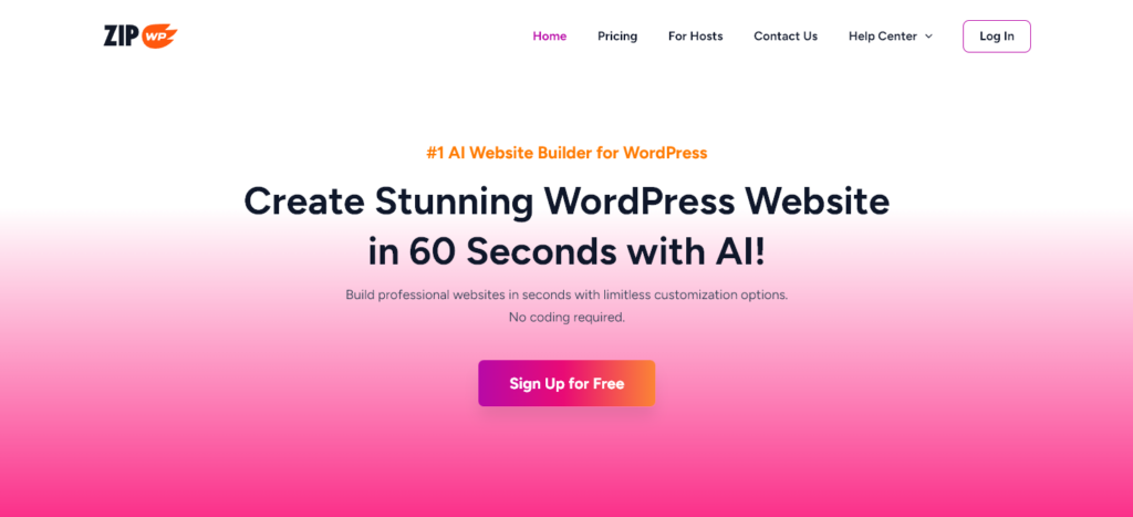 Plug-in AI ZipWP (schermata per WordPress)