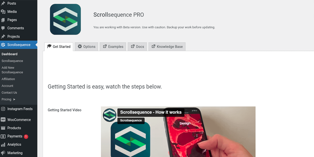 Installing ScrollSequence WordPress plugin