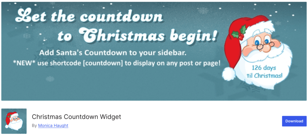 Это скриншот плагина Cristmas Countdown Widget.