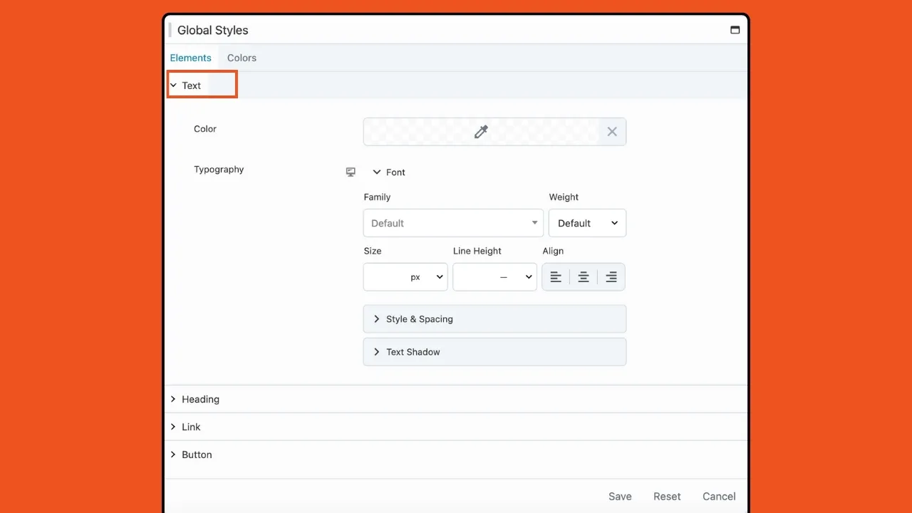 Глобальные стили Beaver Builder — Настройки текста