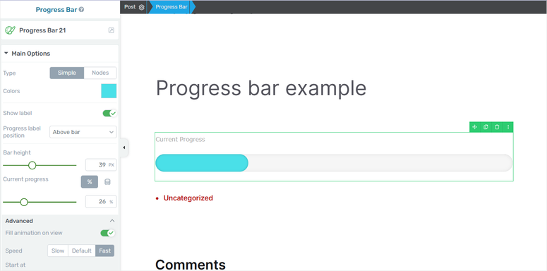 thrive architect progress bar customization