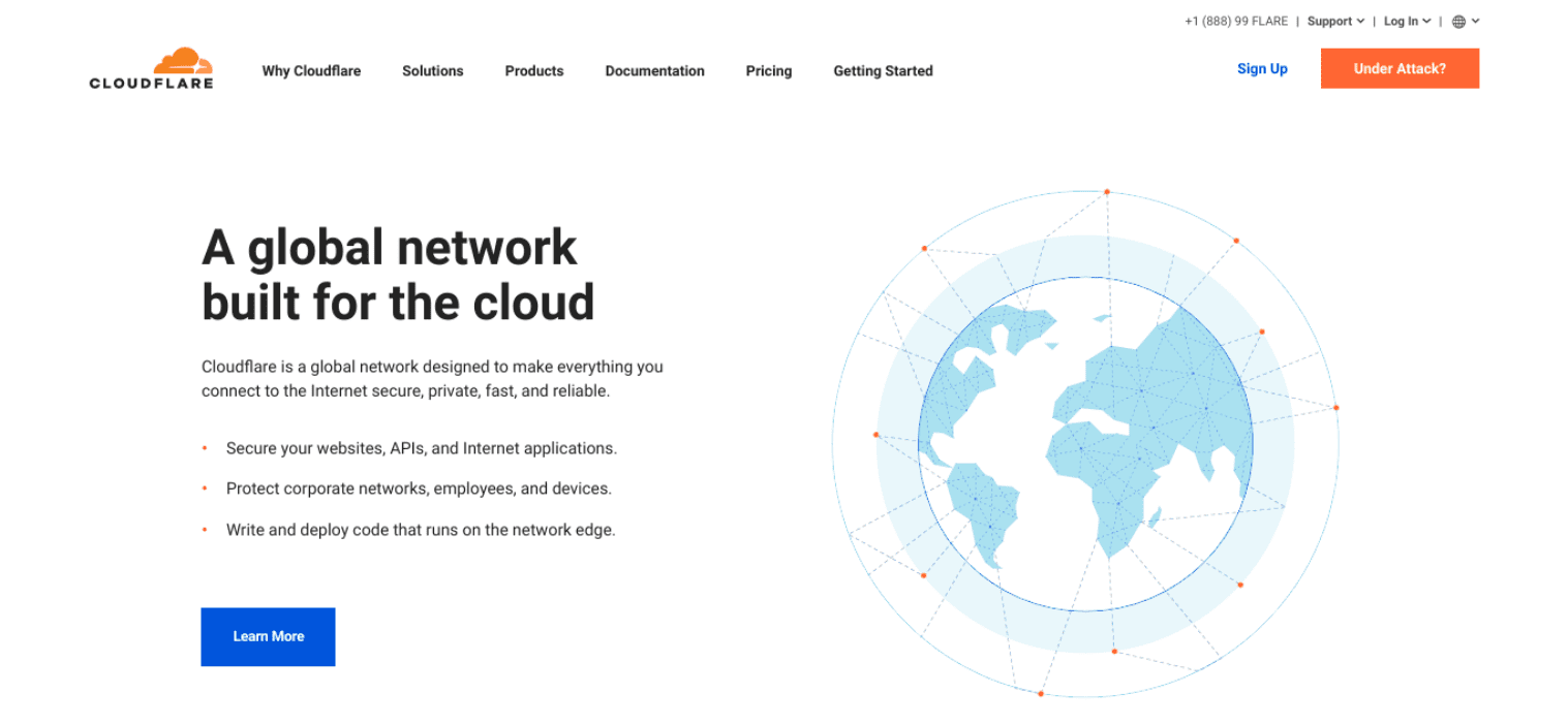 Site-ul Cloudflare.