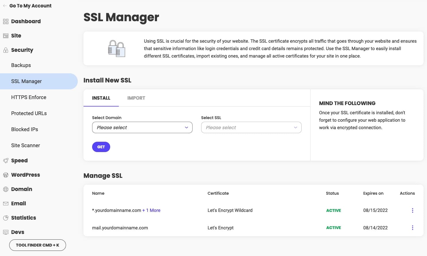 adăugați certificat SSL cu Siteground