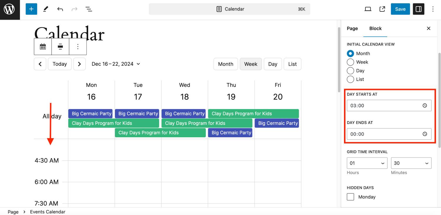 Der Tag beginnt mit den Einstellungen im MotoPress-Veranstaltungskalender-Plugin für WordPress.