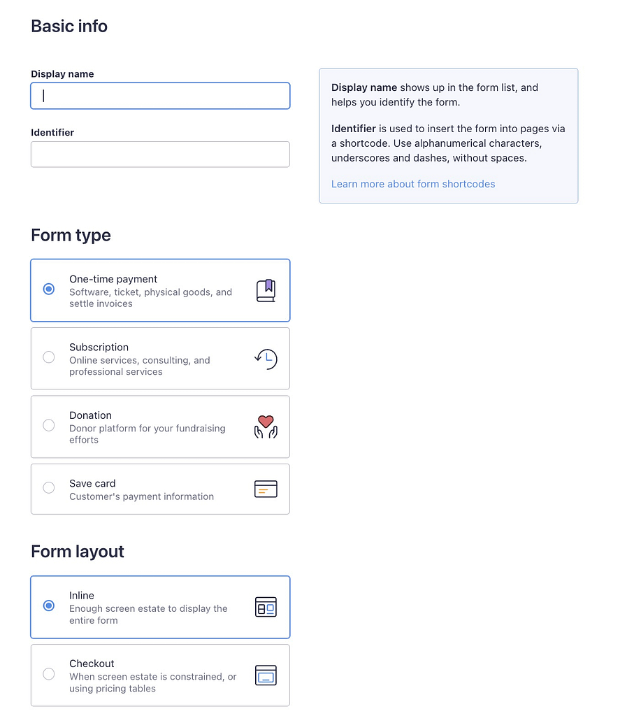 Erstellen Sie ein einmaliges Zahlungsformular, das inline ist