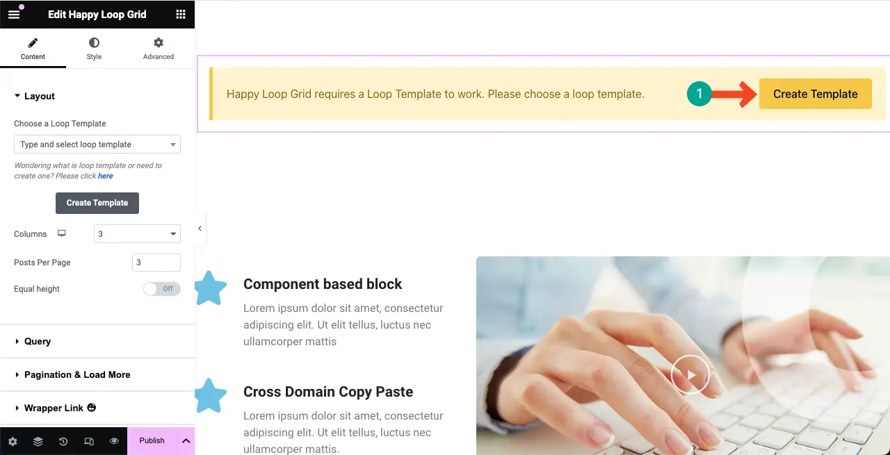 Click the Create Loop Template Button