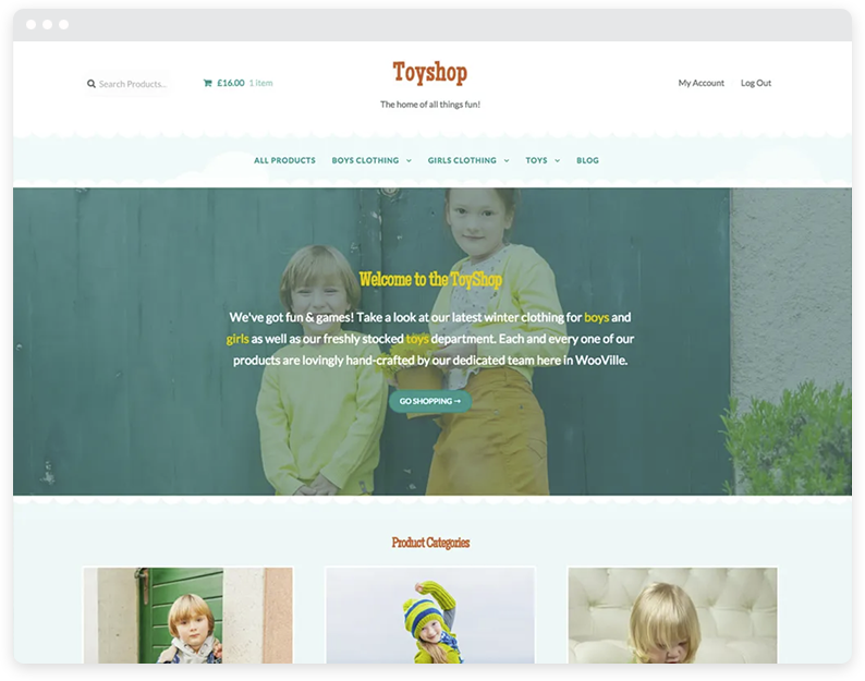 Un exemplu de tema WordPress ToyShop WooCommerce