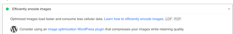 Codați eficient imaginile din PageSpeed ​​- Sursa: PageSpeed ​​Insights  