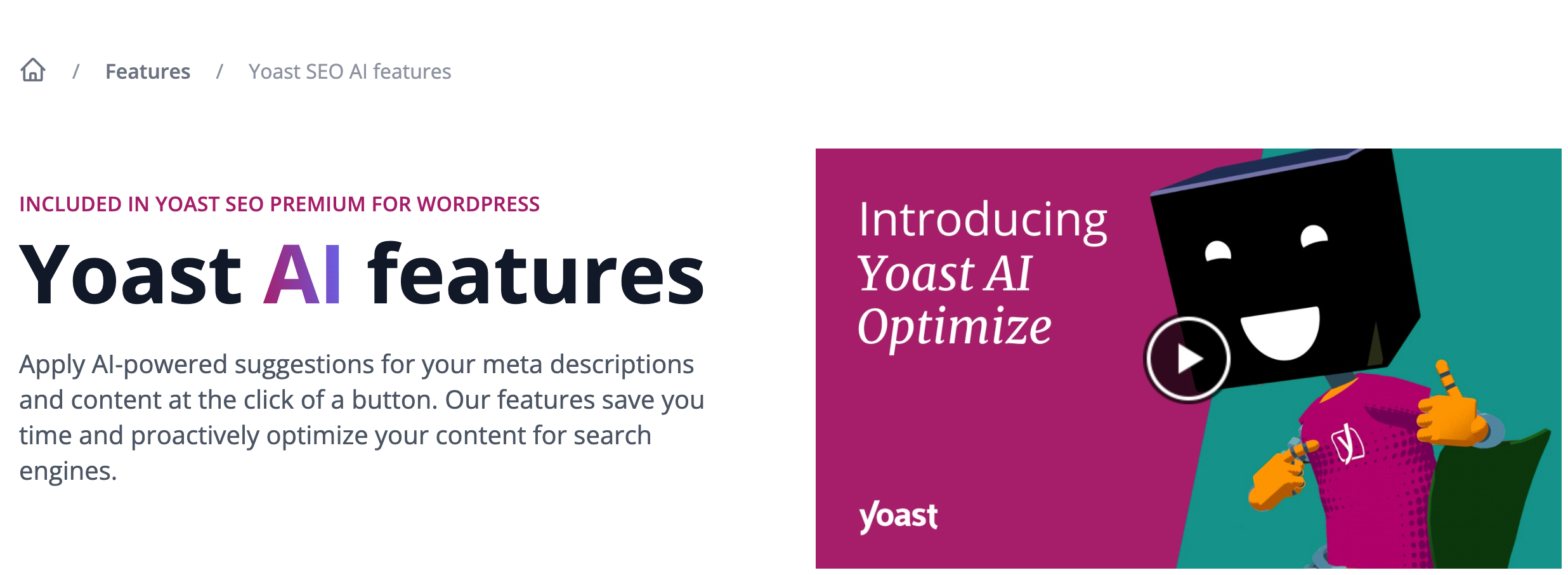 Recursos de IA do Yoast SEO