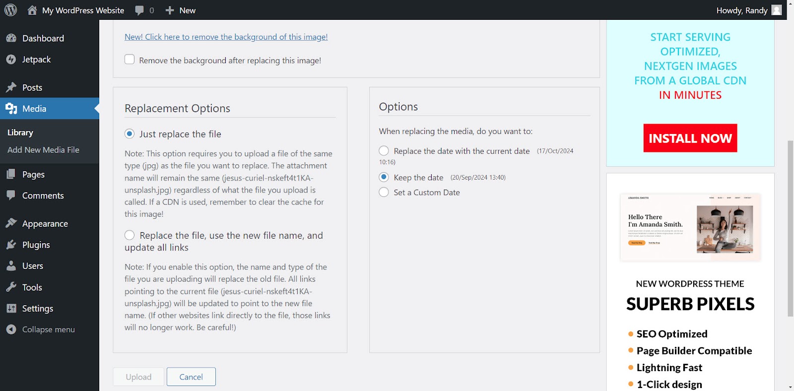 options de remplacement via un plugin