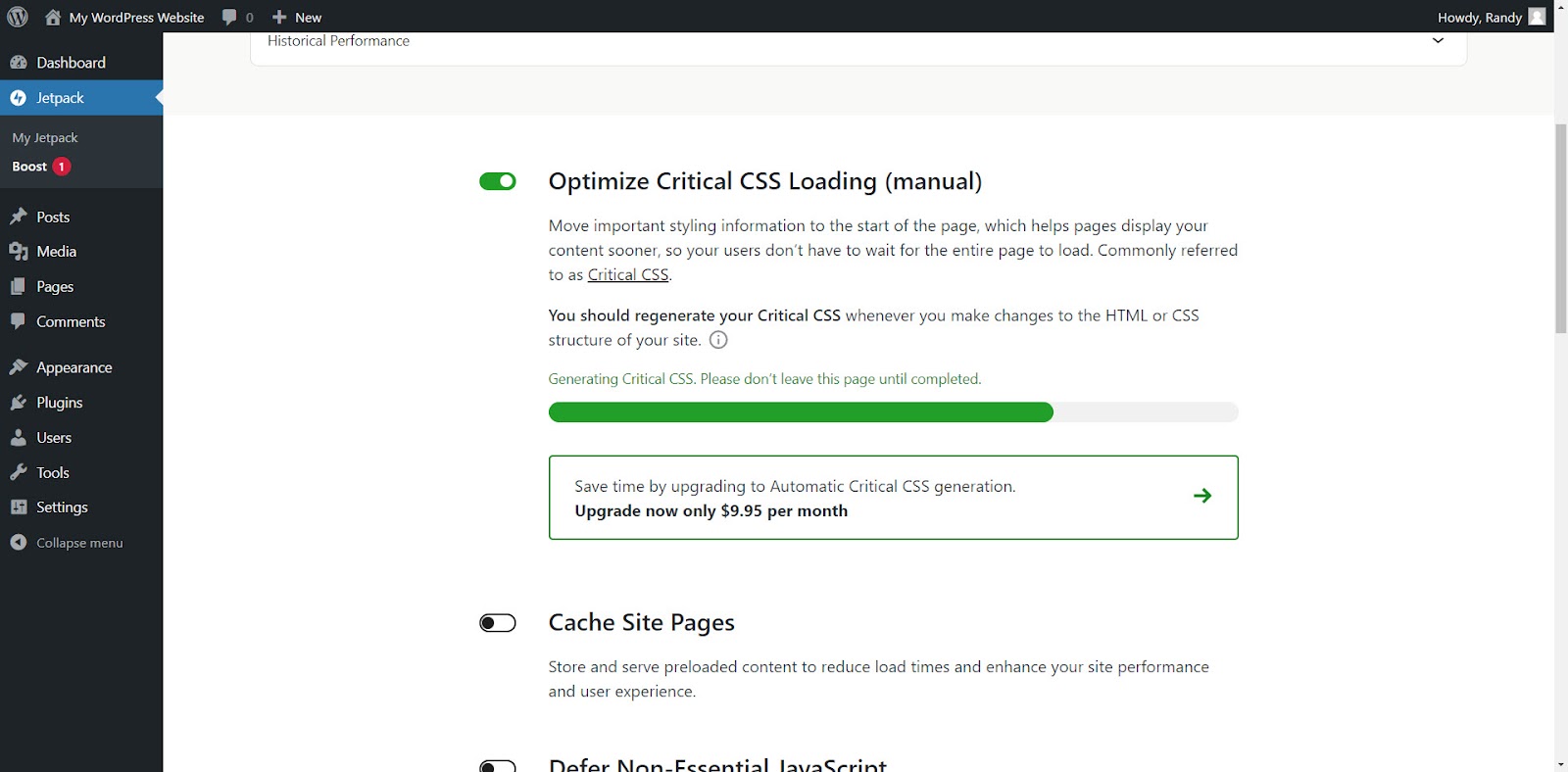 kritik CSS yüklemesini optimize etme ayarı