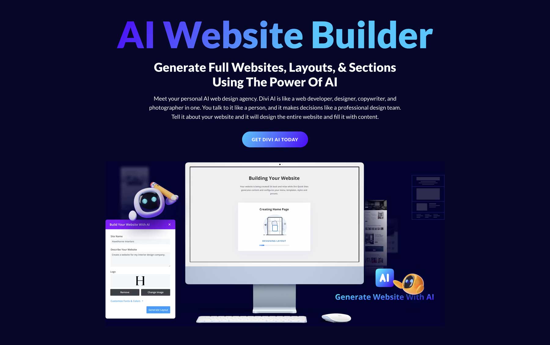 Construtor de sites Divi AI