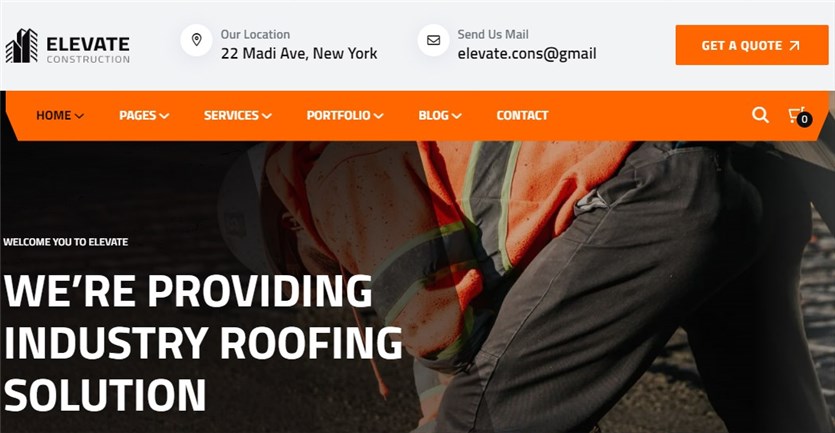 Скриншот шаблона сайта WordPress Elevate Construction.