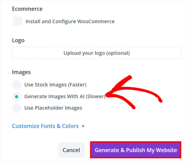 divi ai generate site images