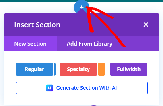 divi add section