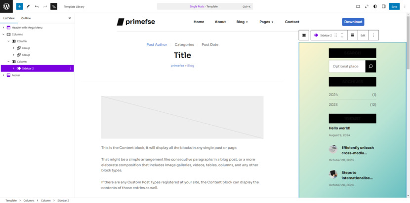 Bagaimana cara menambahkan sidebar ke template