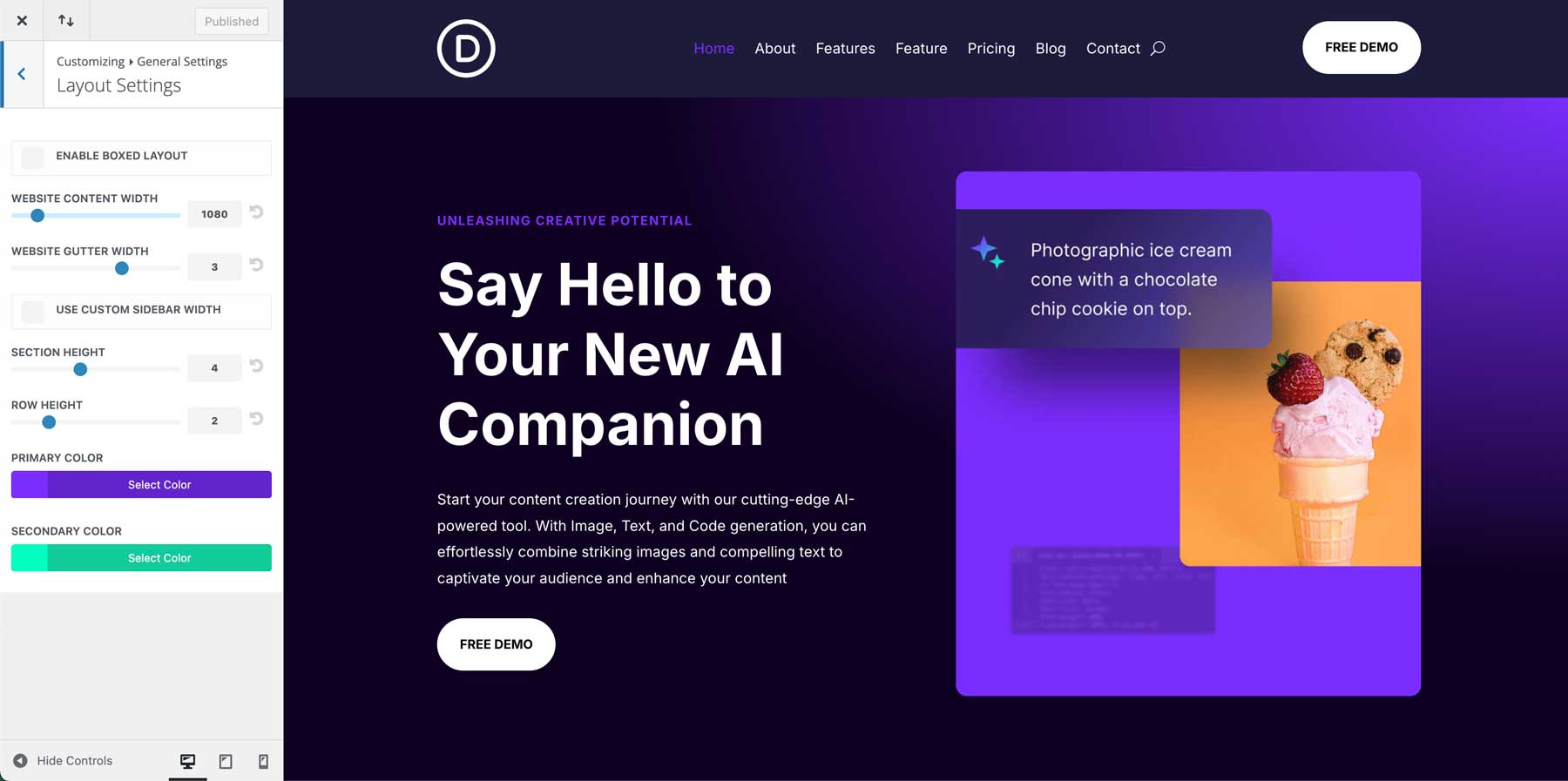 Divi の AI スターター サイト