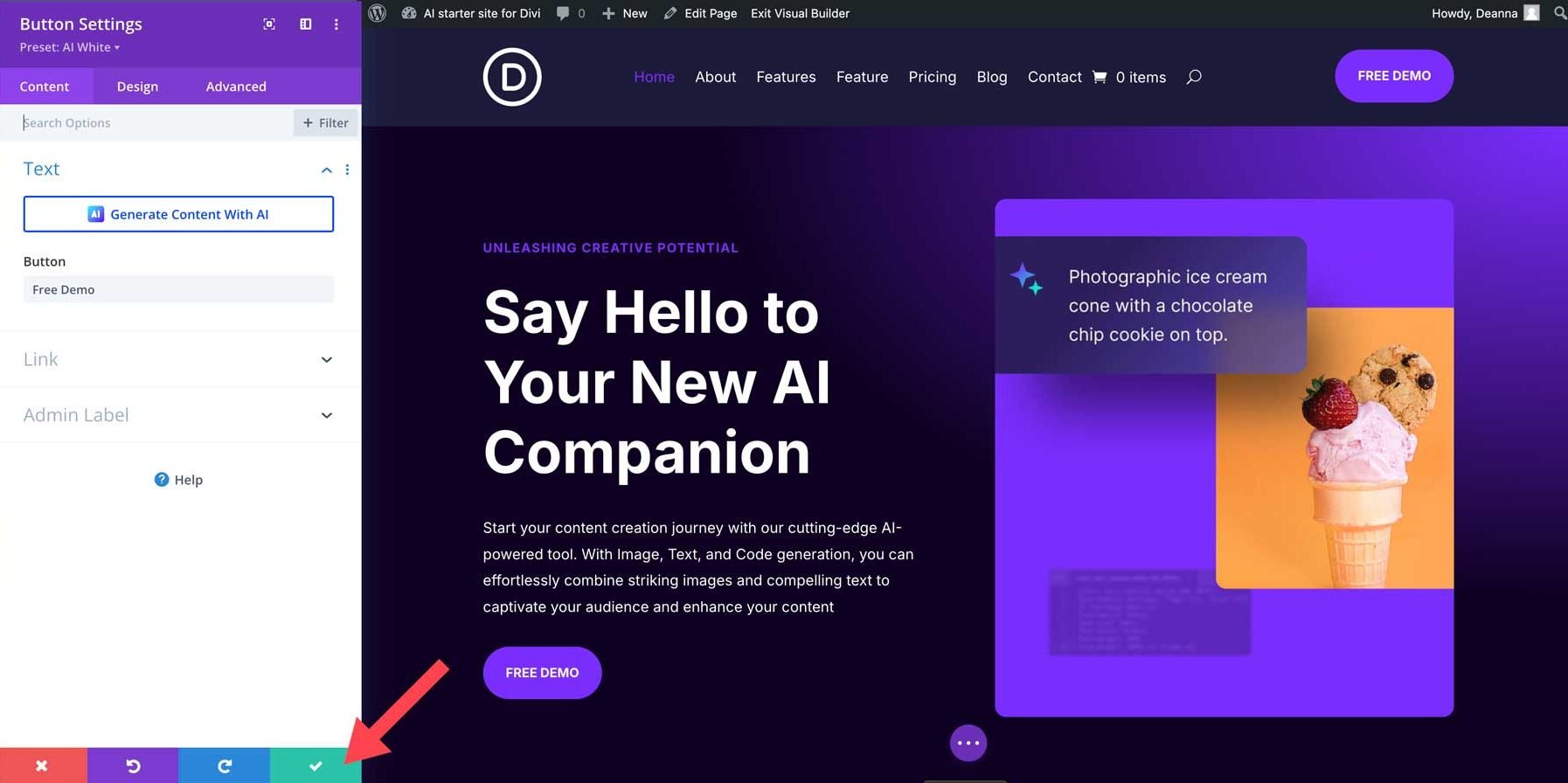 Divi の AI スターター サイト