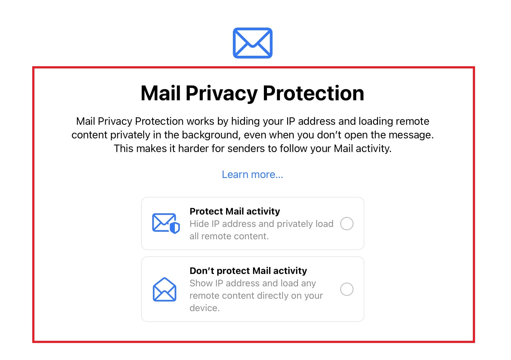 Impostazioni privacy e-mail per iOS 15