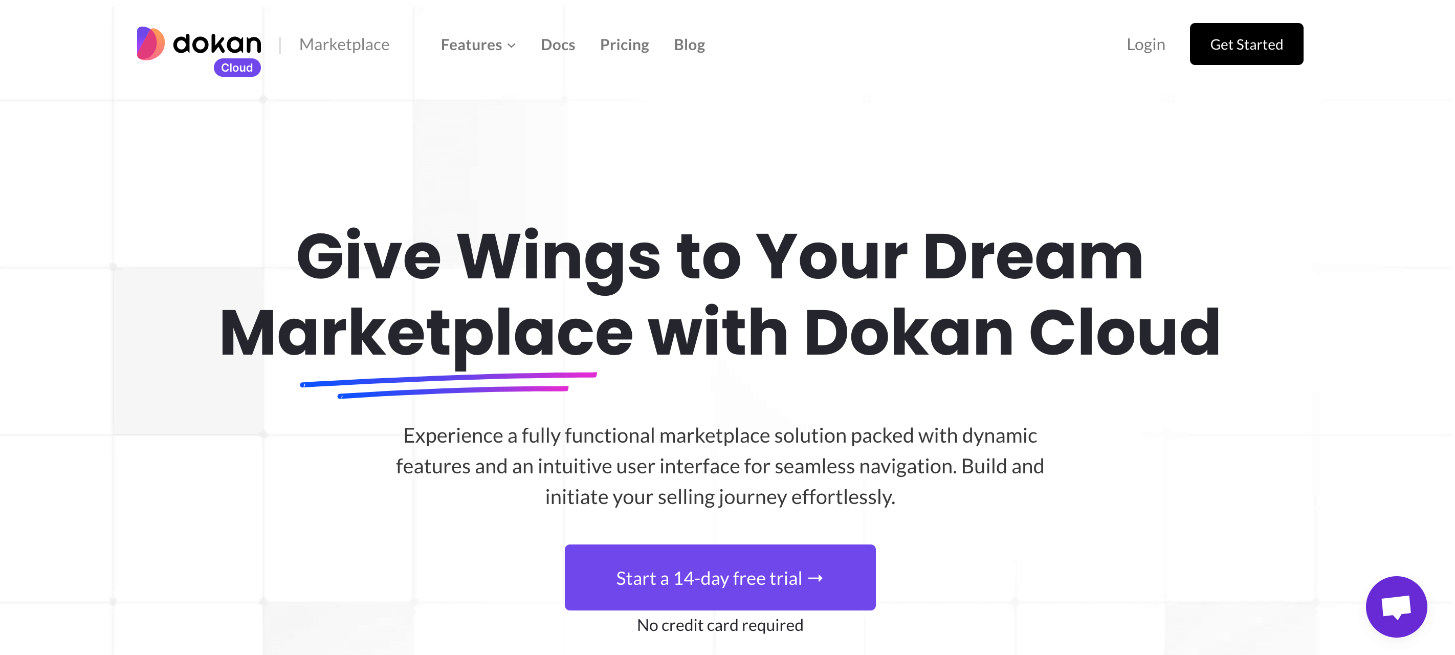 この画像は、Dokan Cloud MarketplaceのWebサイトのホームページを示しています