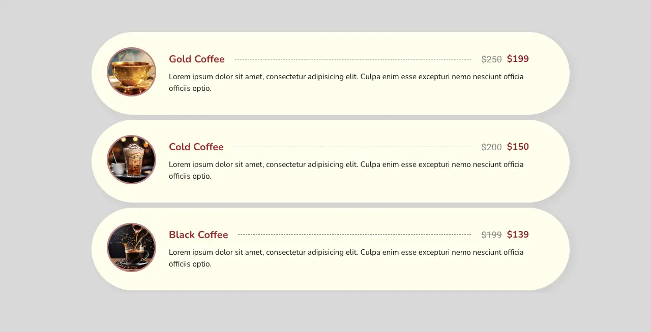 A demo pricing table designed with Elementor