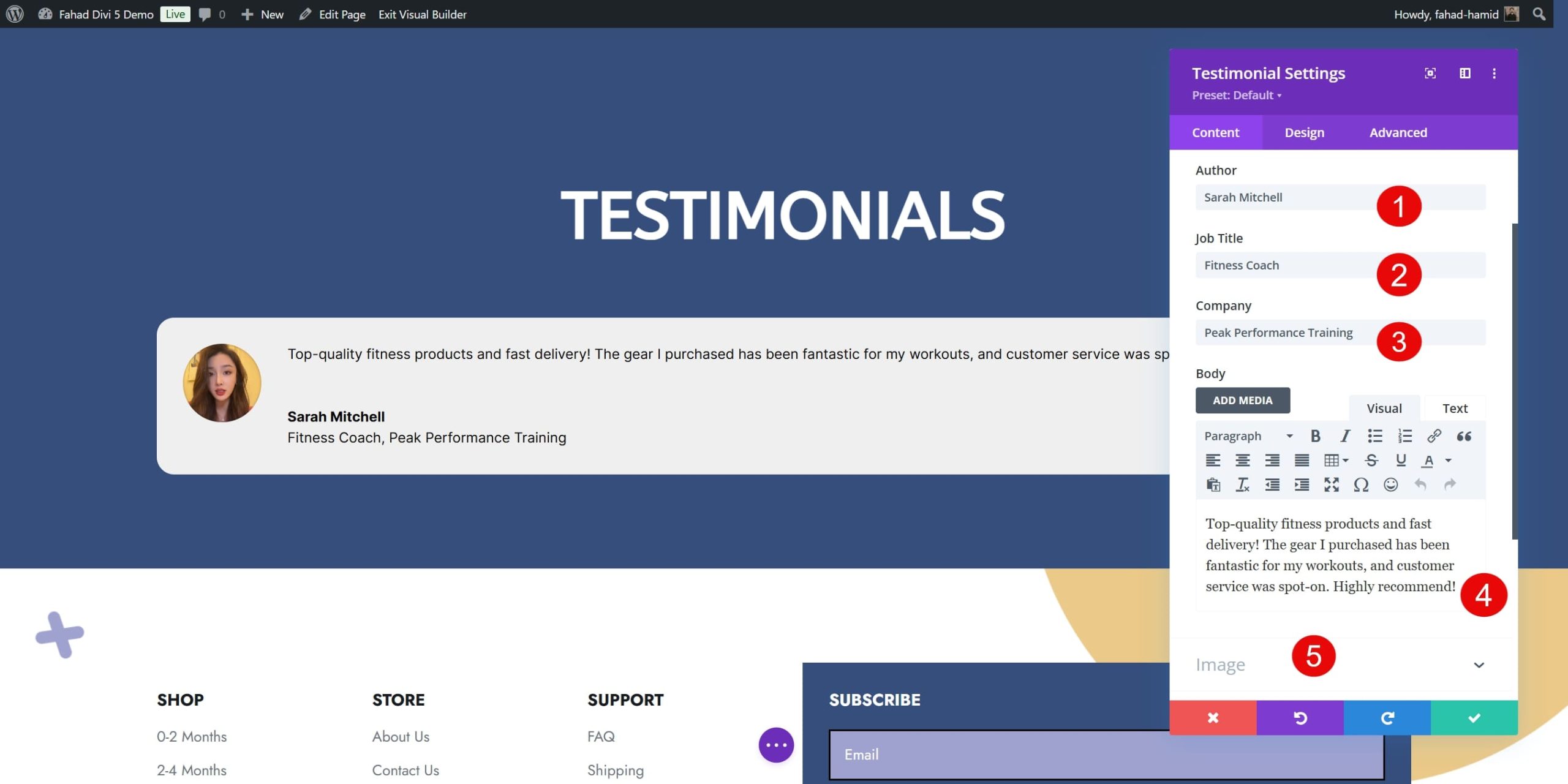 configuración de testimonios de woocommerce