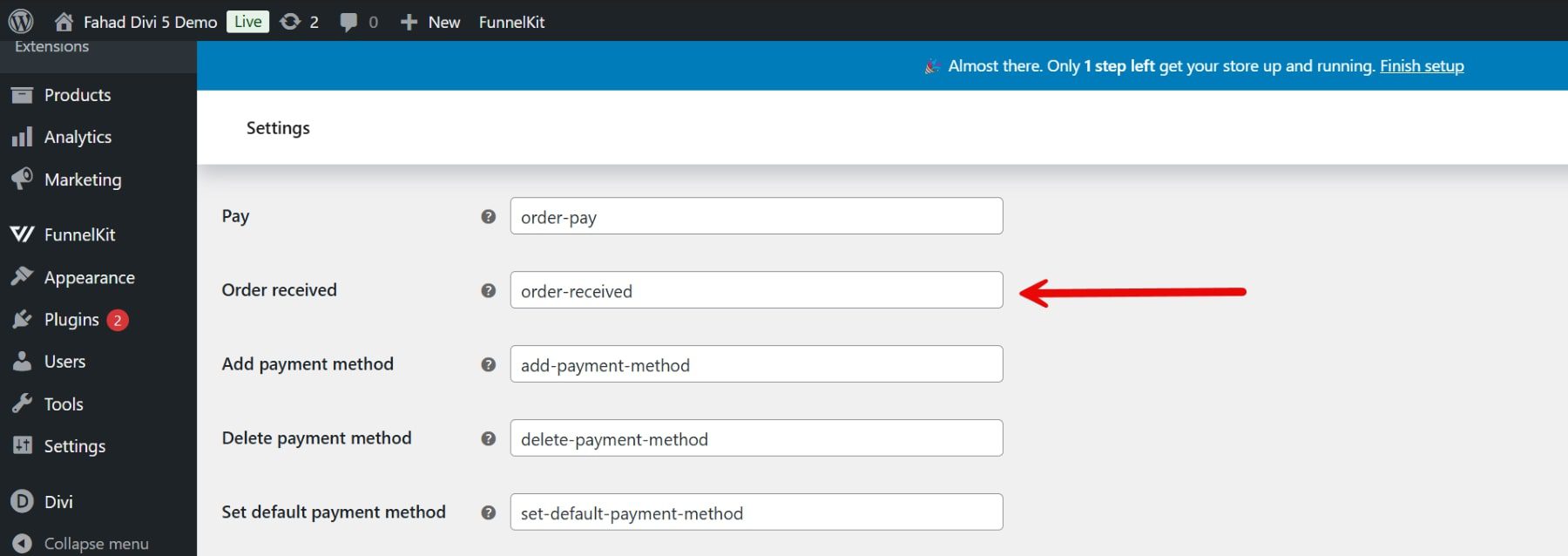 punto final de pago de woocommerce