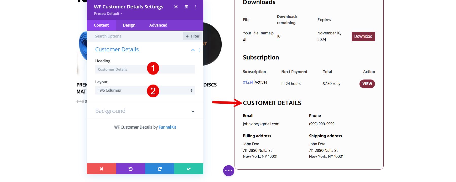 detalles del cliente de woocommerce