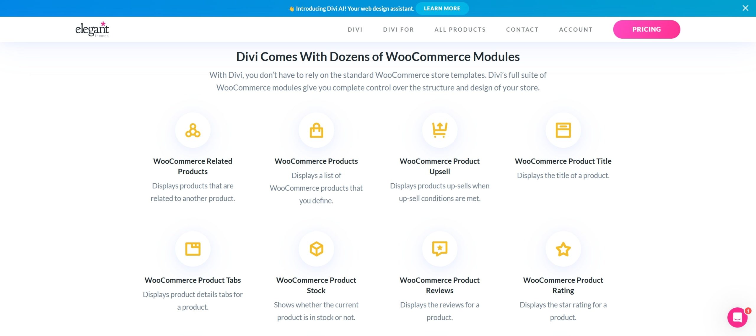 elementos divi woocommerce