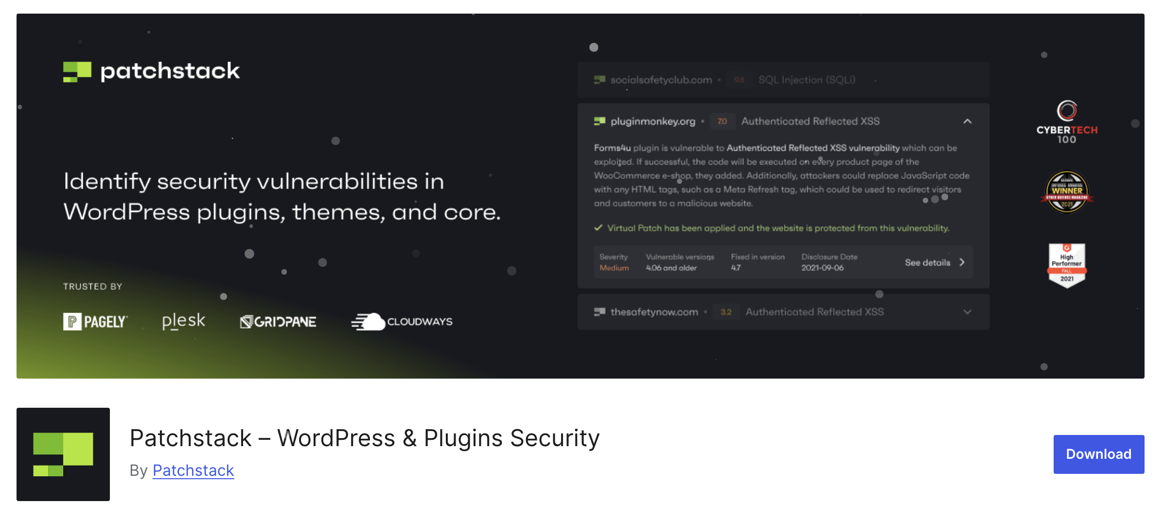 WordPress 저장소의 Patchstack 플러그인 페이지