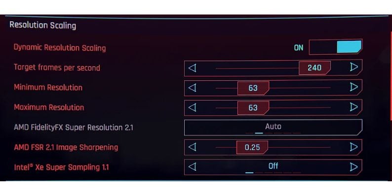 Cyberpunk 2077에서 해상도 스케일링을 조정할 수 있습니까?