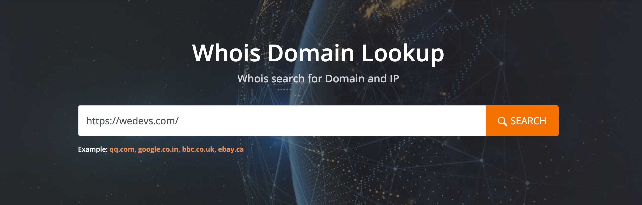 To jest zrzut ekranu strony głównej Whois Lookup