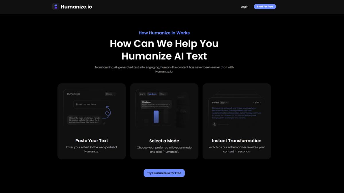 Humanize.io-Homepage