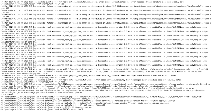 Exemple de fichier journal de débogage - Source : mon site de test 