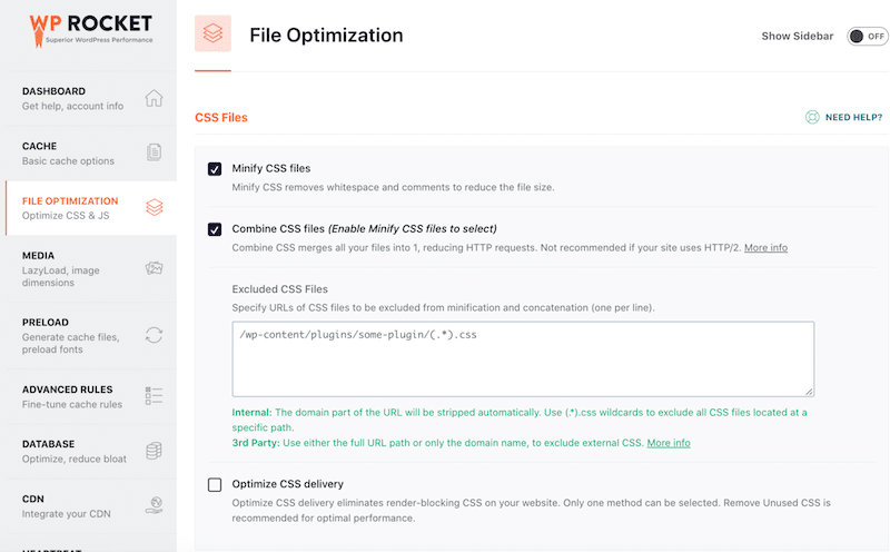 Optimalisasi file (CSS dan JS) untuk meningkatkan kinerja dalam beberapa klik - Sumber: WP Rocket  