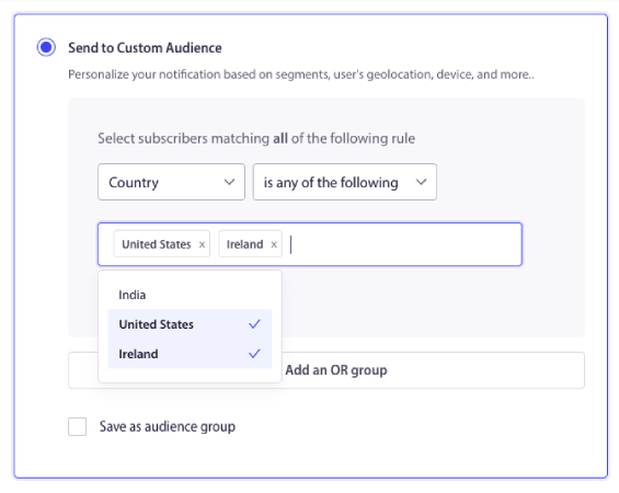 Segment Push Subcripters por geolocalización