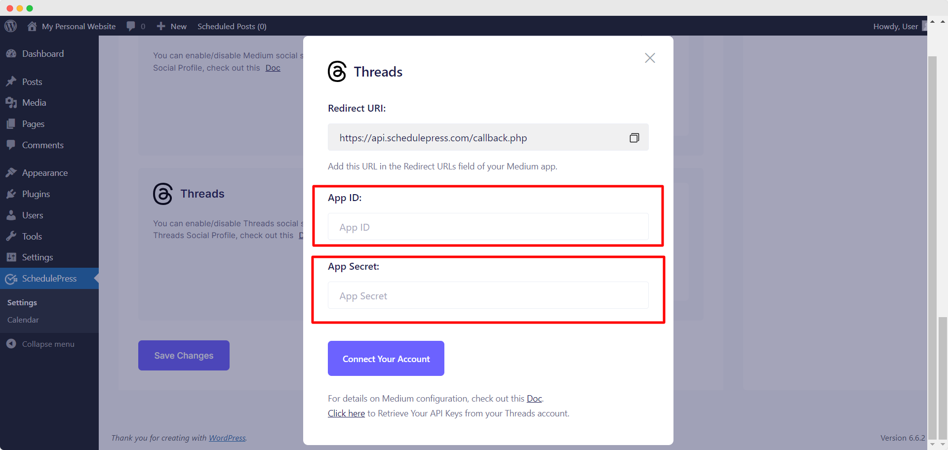 1. Enable the ‘Threads’ Option in SchedulePress 2