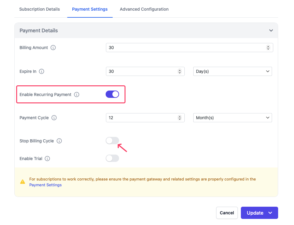 Use el complemento para crear planes de suscripción