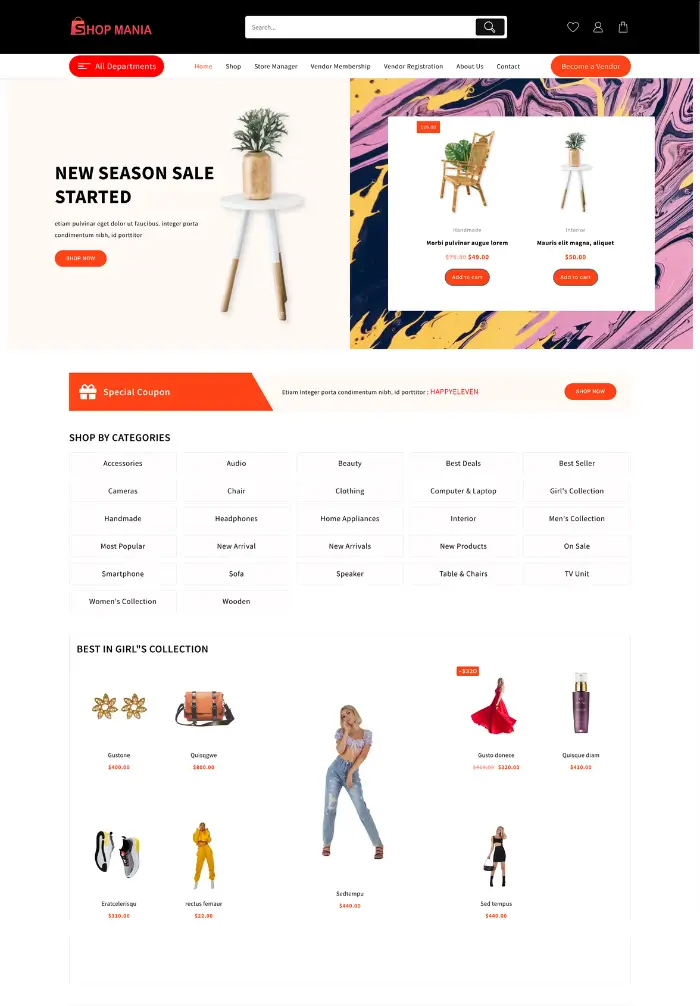 Multivendore Market Store is one of the most functional website templates.