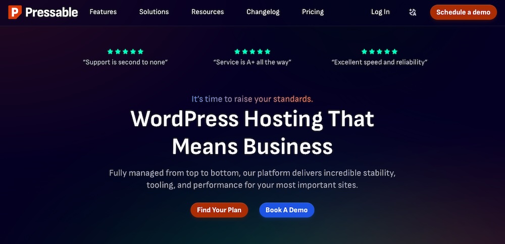 صفحة منزلية قابلة للضغط مع النص "استضافة WordPress هذا يعني العمل"