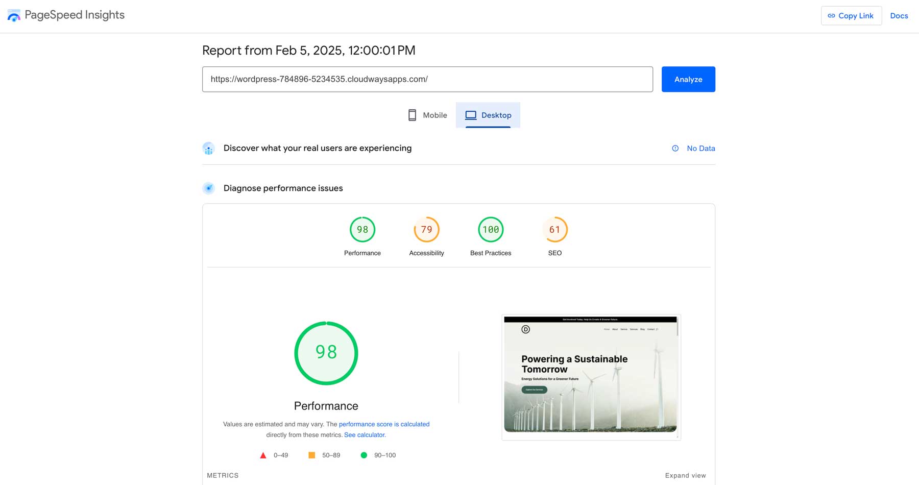 Google PagesSpeed Insights