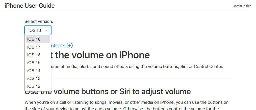iPhone guides based on different iOS version